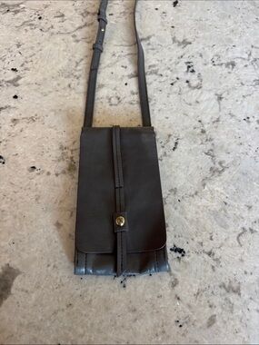 HOBO Dark Brown Leather Crossbody Phone Pouch